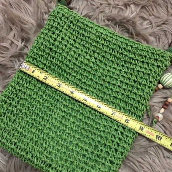 FREE WITH $25 PURCHASE Sun N Sand Woven Bag-Crossbody-Beaded Accents-Green/Brown - Picture 7 of 15